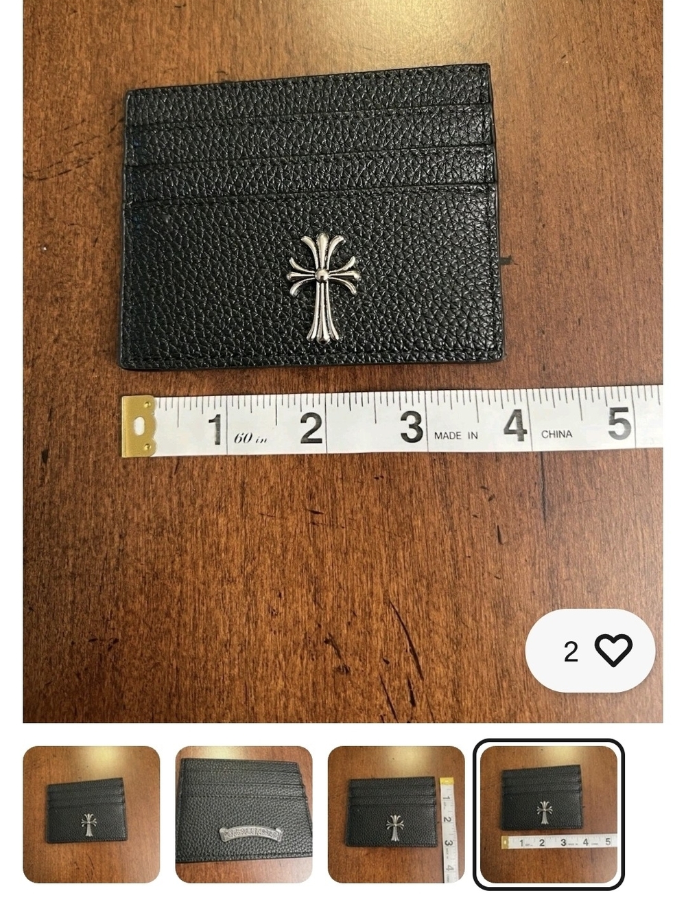 Chrome Hearts Black Leather Card Holder with Silver Emblem - Picture 5 of 6
